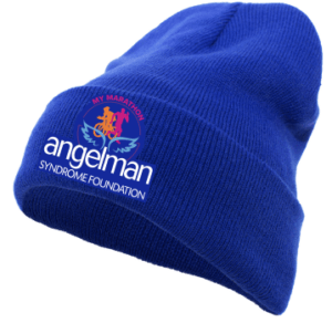 blue cap with My Marathon logo on the front