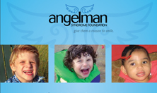 Angelman Syndrome Foundation logo above three photos of individuals with Angelman syndrome