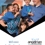 Brochure cover featuring a family with 2 boys diagnosed with AS