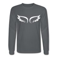 long sleeve grey tshirt with white wings on chest