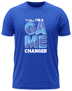 2022 ASF Walk t-shirt - blue t-shirt with I'm a Game Changer on the front