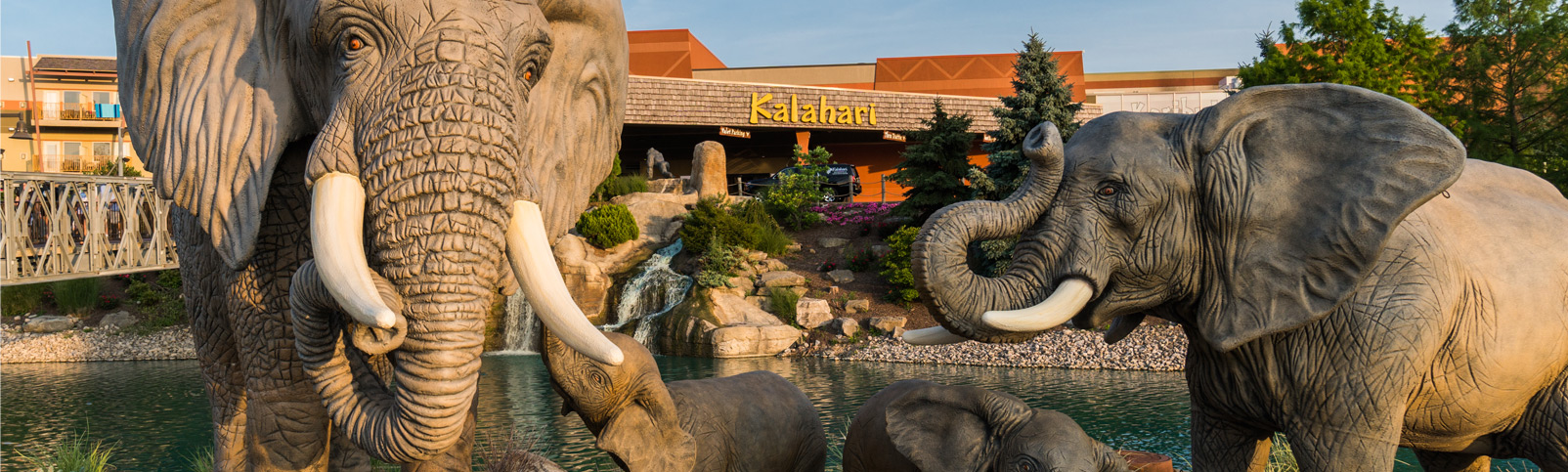 elephant structures in front of the Kalahari Resort in Sandusky, OH